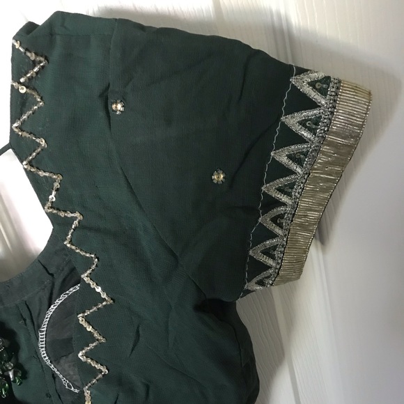 Green Georgette Sari - Picture 5 of 5